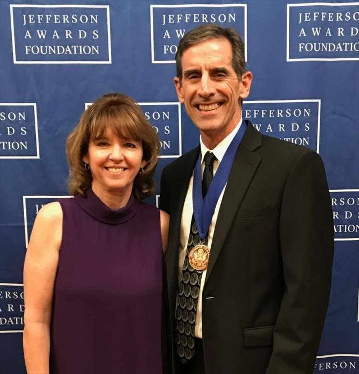 Deedee and Bill Hrncir pose for a photo at the Jefferson Awards in Washington, D.C.