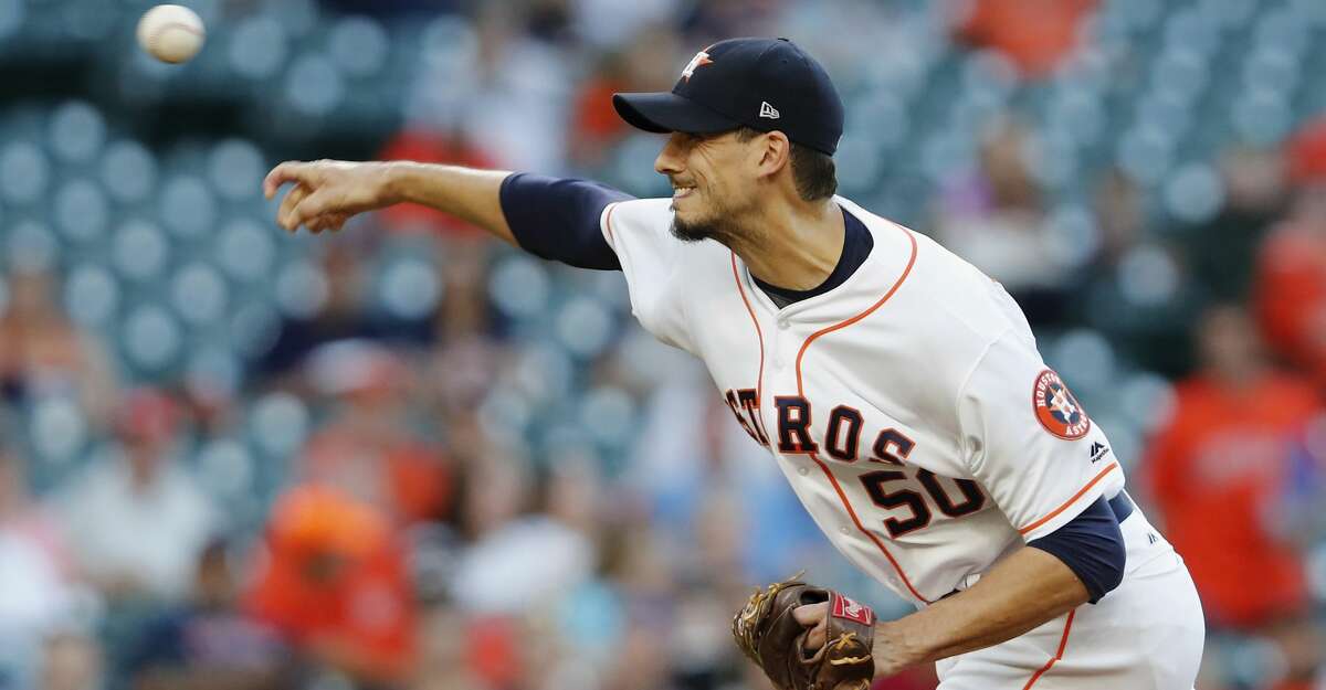 HOUSTON, TX - MAY 24: Charlie Morton #50 of the Houston Astros pitches in the first inning against the Detroit Tigers at Minute Maid Park on May 24, 2017 in Houston, Texas. (Photo by Tim Warner/Getty Images)