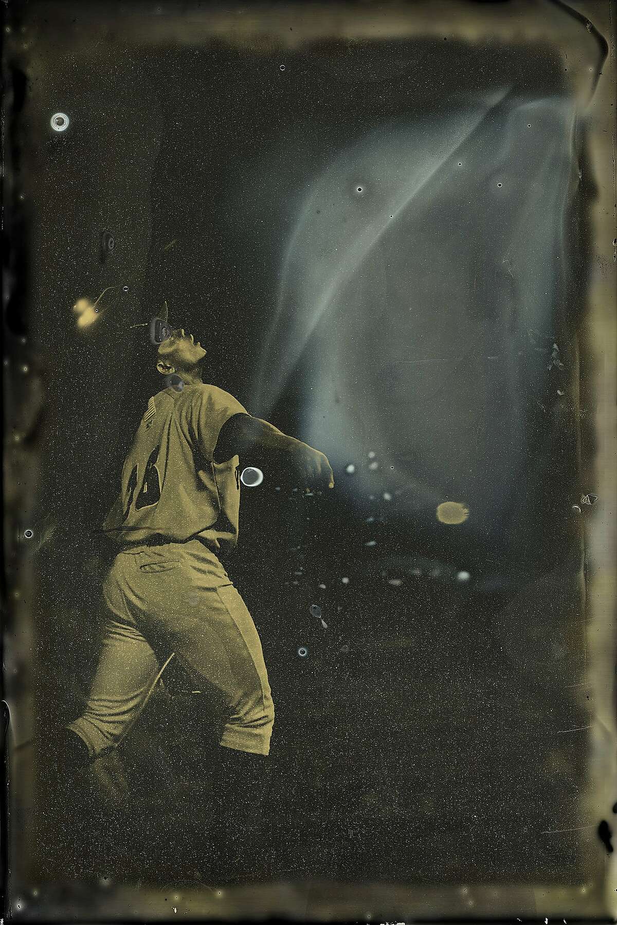Photographer Tabitha Soren's 2014 tintype image of pitcher Jonathan Joseph is one of 180 pictures� from her new book "Fantasy� Life" that the San Francisco Arts Commission is presenting in a major show at City Hall starting July 20.