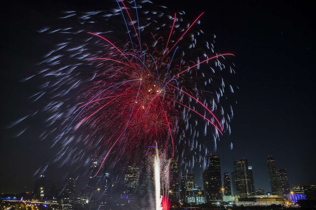 Fireworks ignite the sky in 2016 in Houston during the Freedom Over Texas festival as part of the celebratory events commemorating Independence Day.