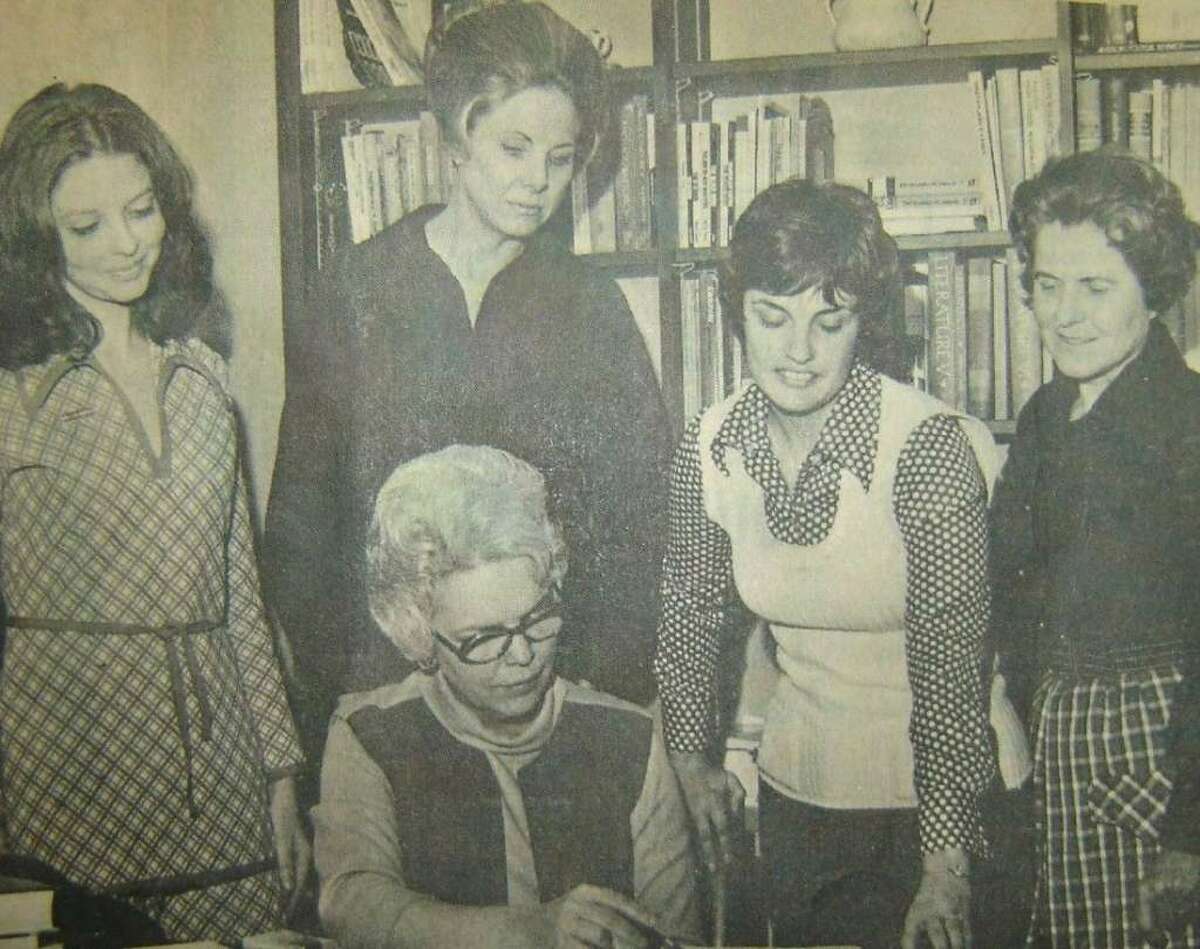 Judy Robert, one of the "picture" ladies who taught art history. Photo from the 1972 Conroe Service League scrapbook.