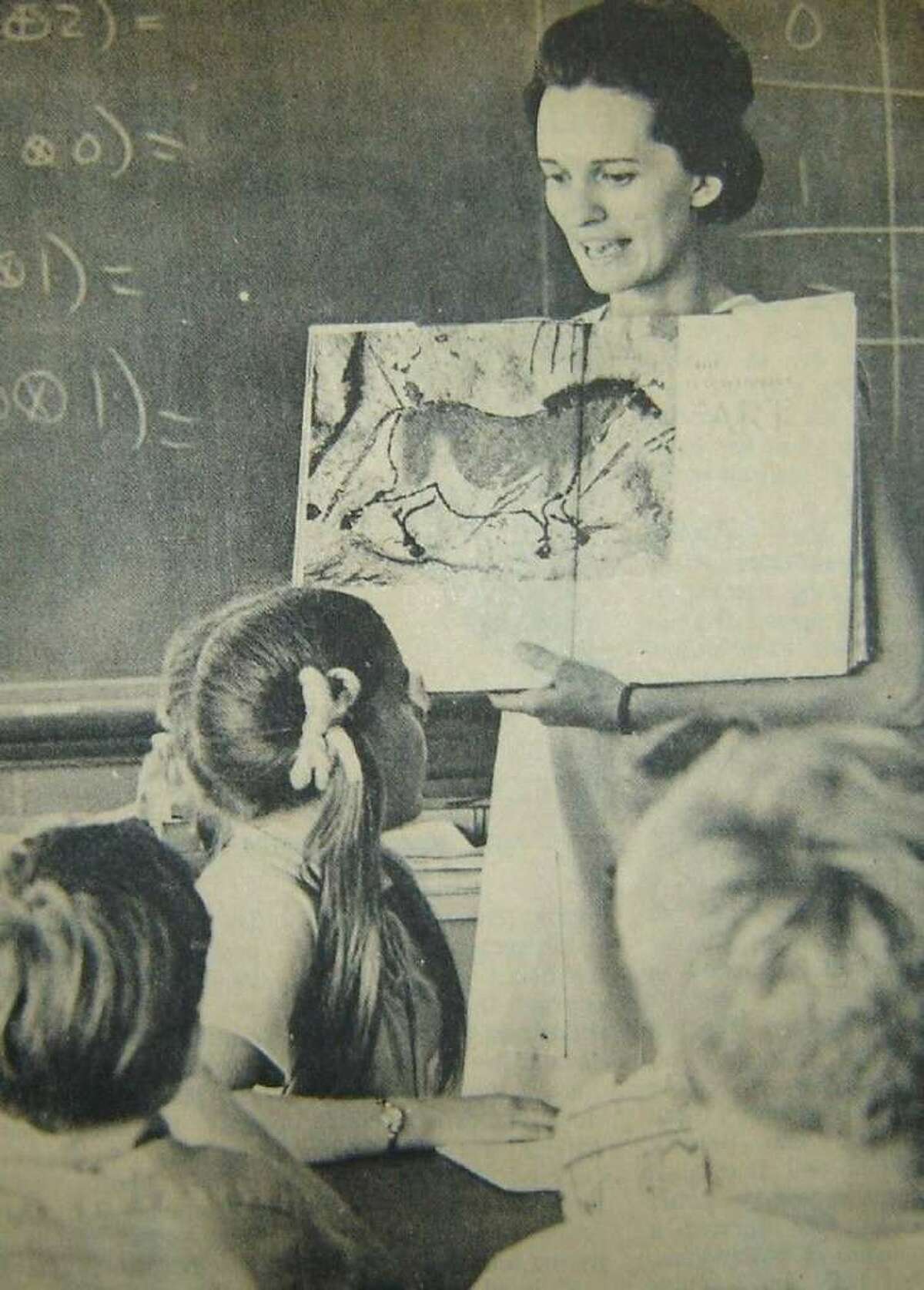 Judy Robert, one of the "picture" ladies who taught art history. Photo from the 1972 Conroe Service League scrapbook.