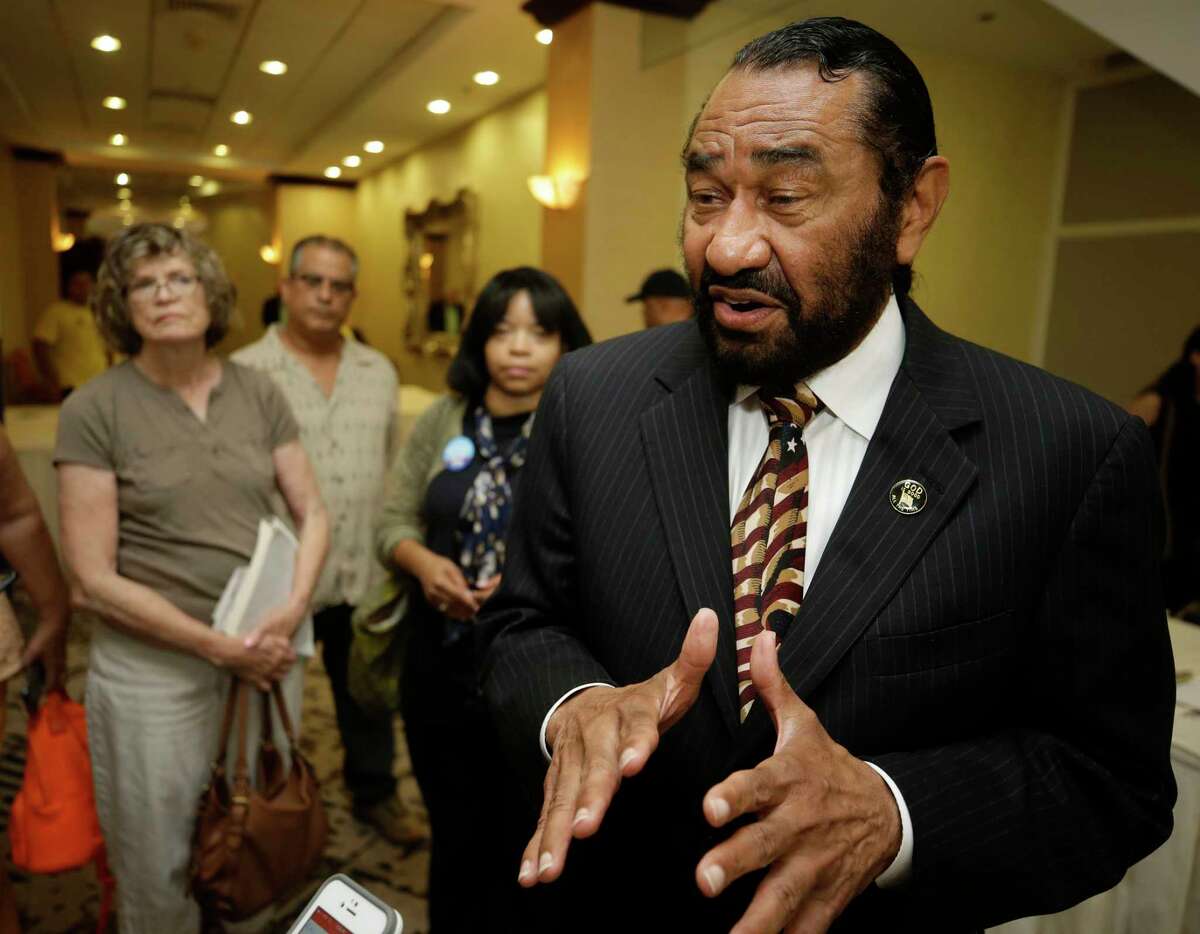 Congressman Al Green speaks to the media during a public forum on medicaid held by the Congressman along with the Children's Defense Fund-Texas, Houston Women March, Community Health Choice, HOPE Clinic, and other groups at the Crowne Plaza Hotel, 8686 Kirby Dr., Saturday, July 1, 2017, in Houston. ( Melissa Phillip / Houston Chronicle )