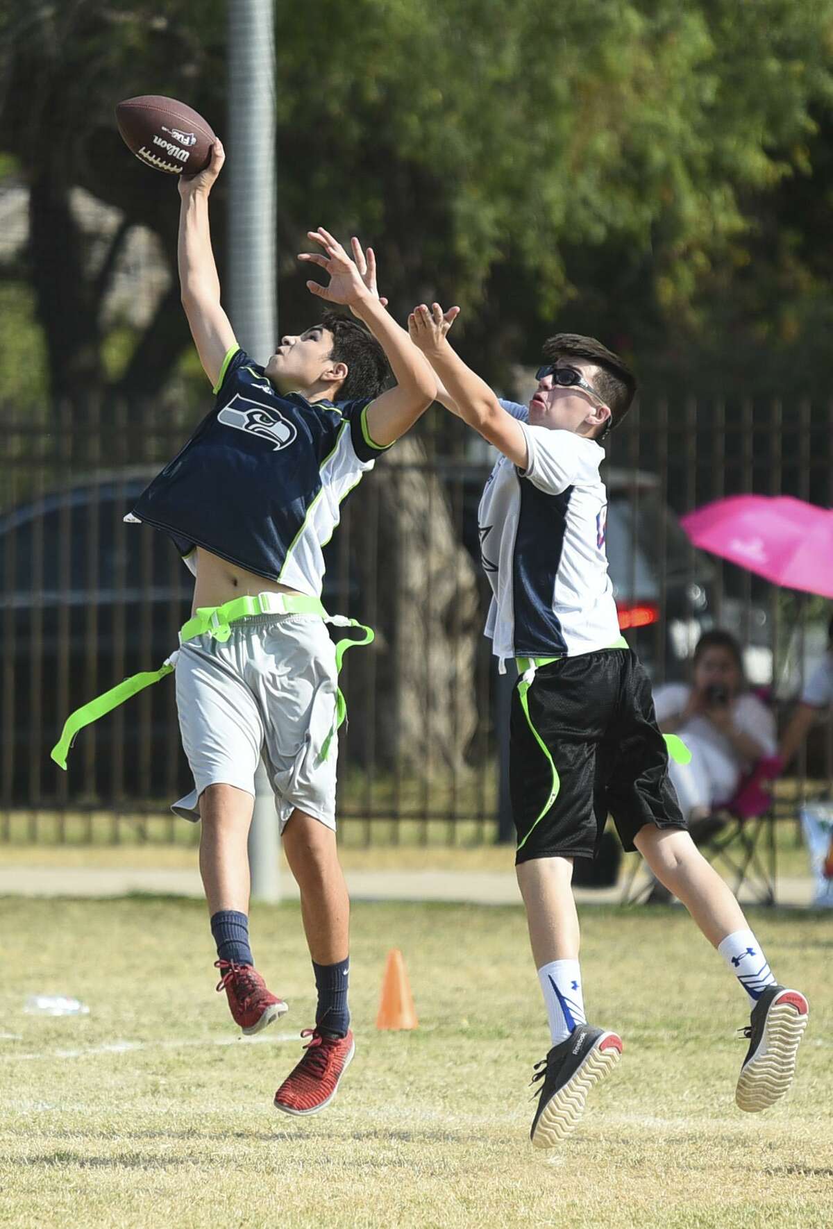 More than 300 children are participating in Laredo’s first year of the NFL Flag Football League this summer at Slaughter Park.