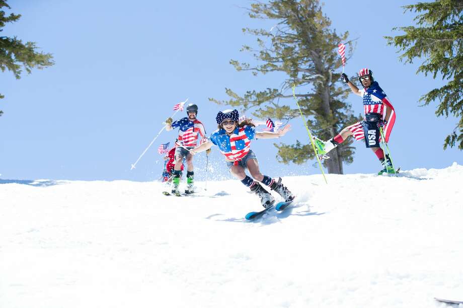 Snow on the Fourth of July Skiers bring out the shorts to the slopes