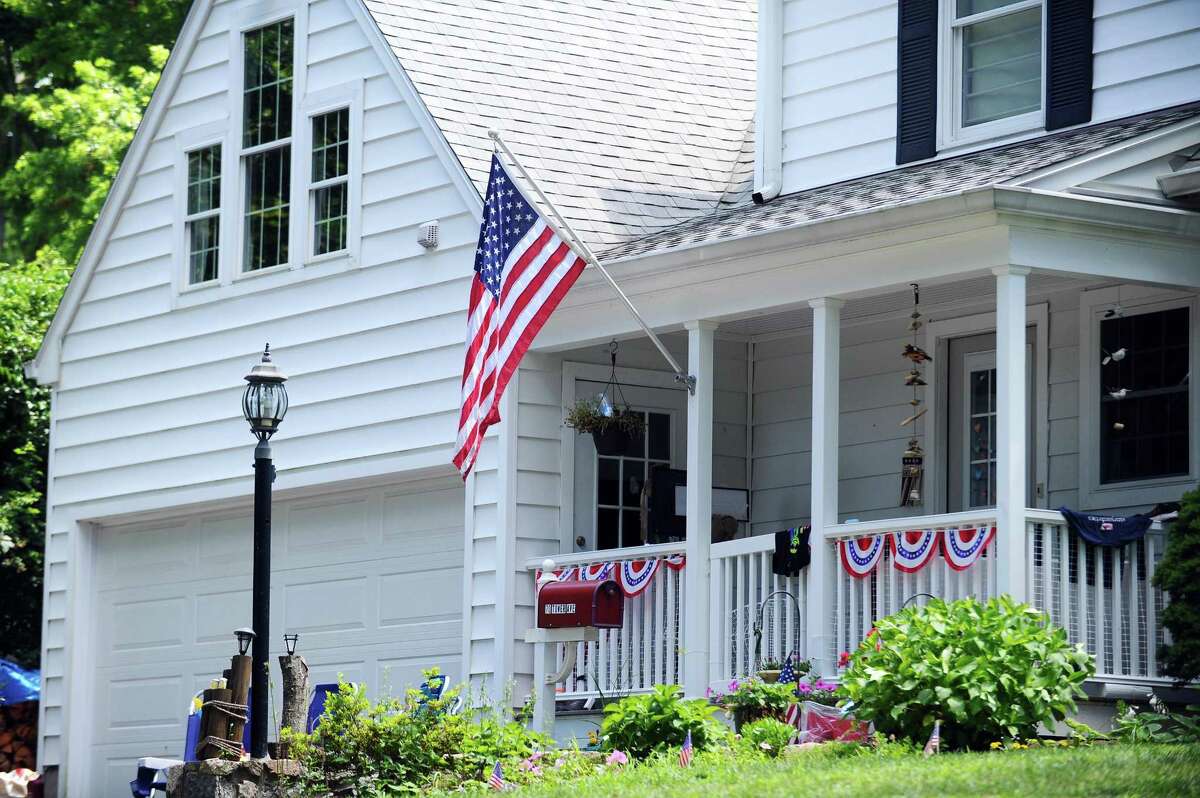 A house on Tower Avenue displays an American flag in Stamford, Conn. on Sunday, July 2, 2017.