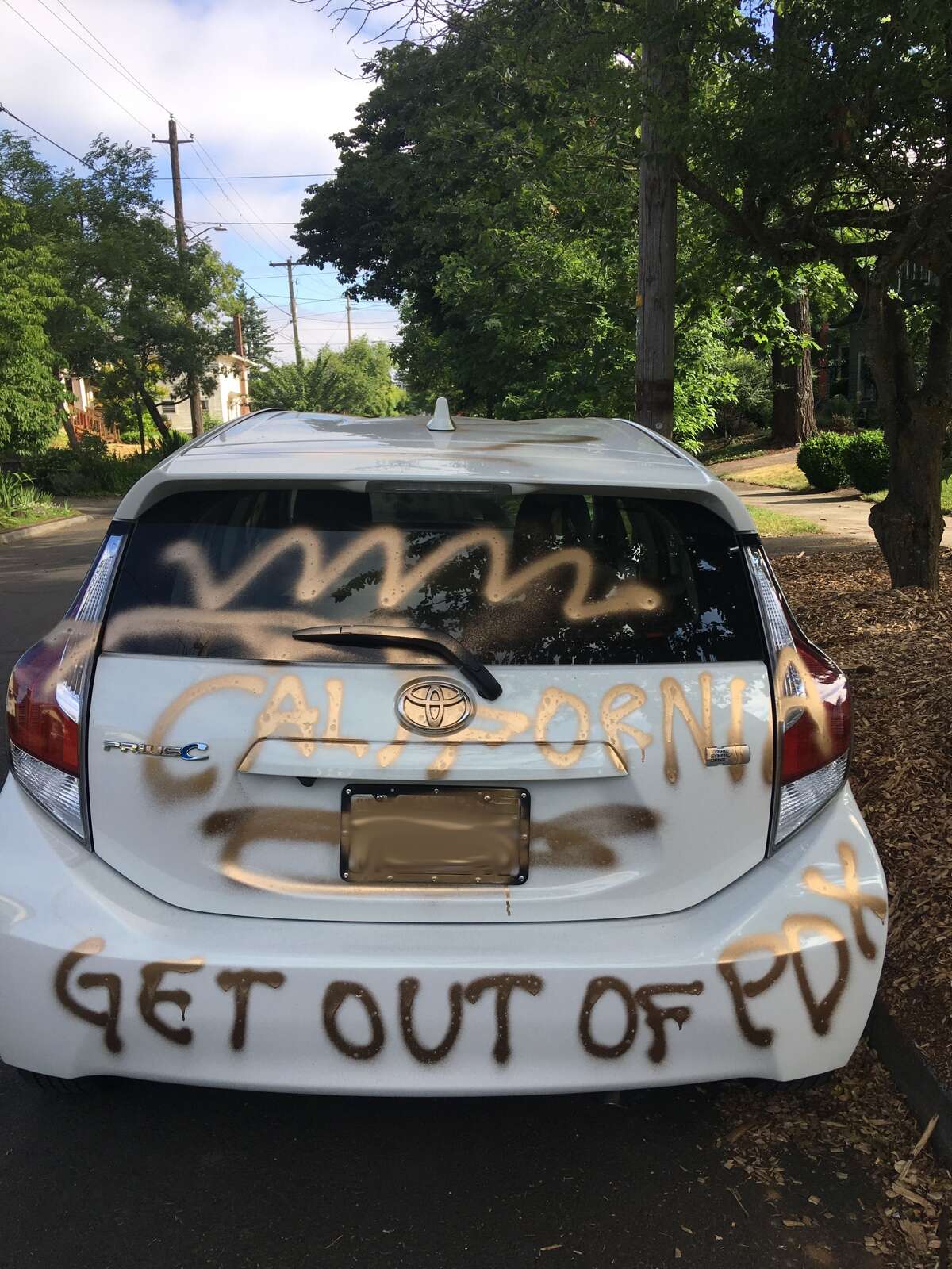 'Get California out of Portland' Vandalism of couple's home shows some