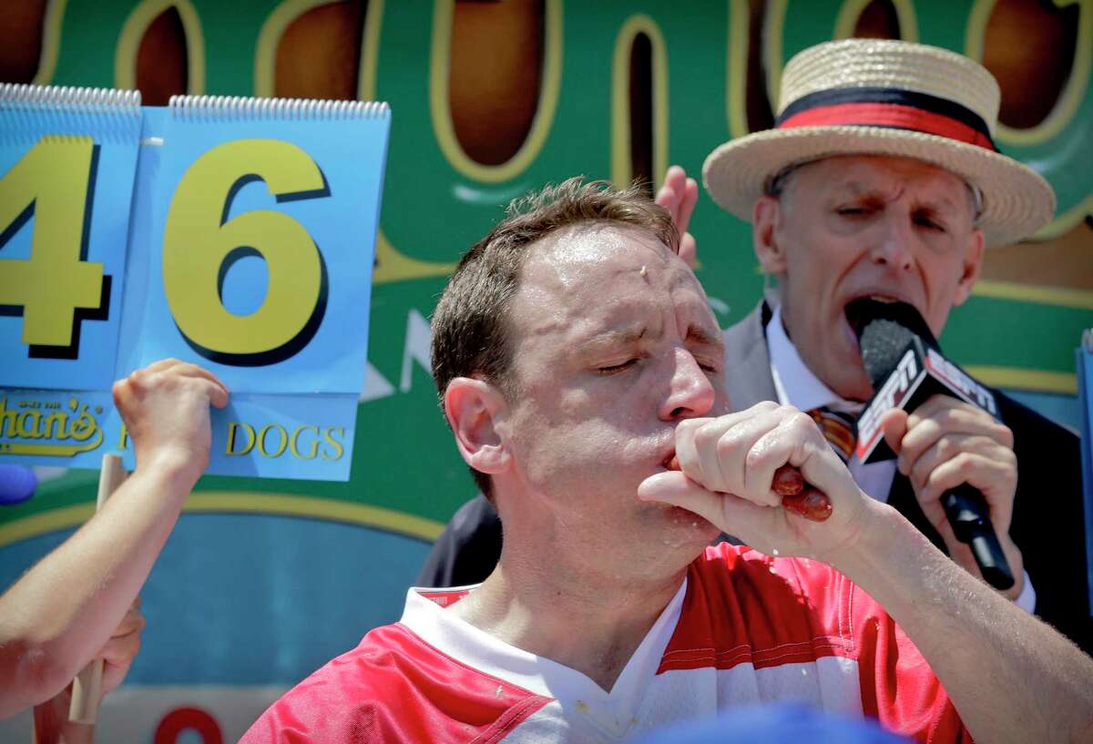 Joey "Jaws" Chestnut claimed his 10th victory at the annual Nathan's Famous July Fourth hot dog eating contest ﻿in the Brooklyn borough of New York on Tuesday﻿. He ﻿gobbled down 72 hot dogs and buns in 10 minutes, topping his own record last year.﻿