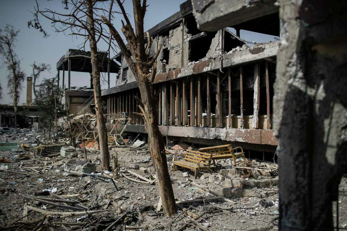 An external view of Mosul's main hospital complex shows damage after it was retaken by Iraqi forces during fighting against Islamic State militants, in Mosul, Iraq, Tuesday, July 4, 2017. (AP Photo/Felipe Dana)