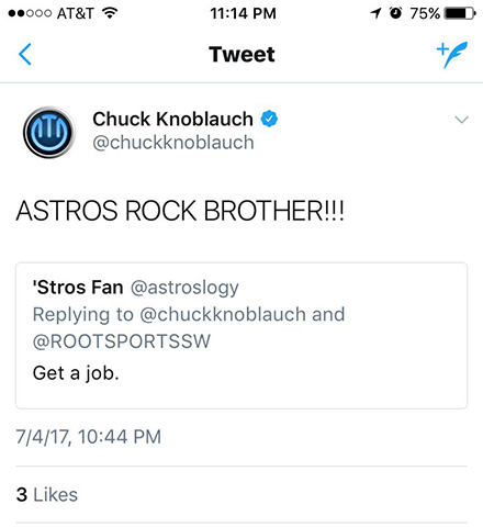 Chuck Knoblauch blasts Astros announcers on Twitter