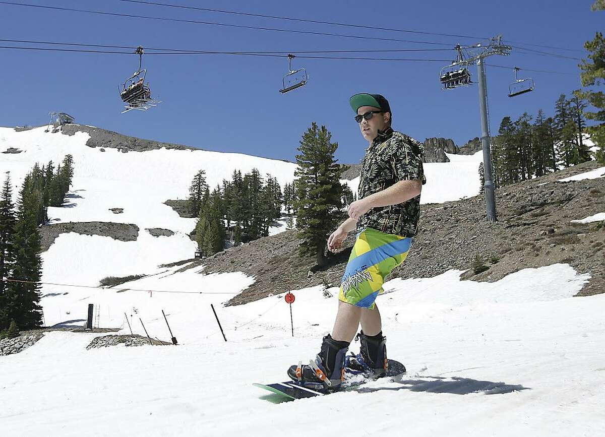 Snow on the Fourth of July Skiers bring out the shorts to the slopes