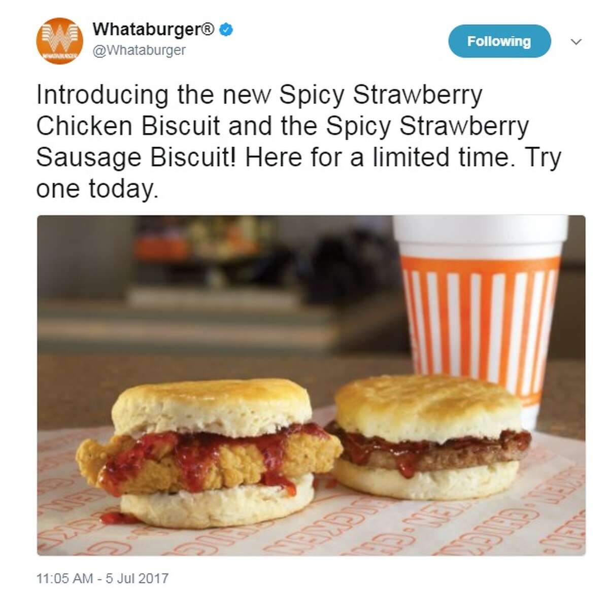 Whataburger unveils new 'spicy strawberry' chicken and sausage