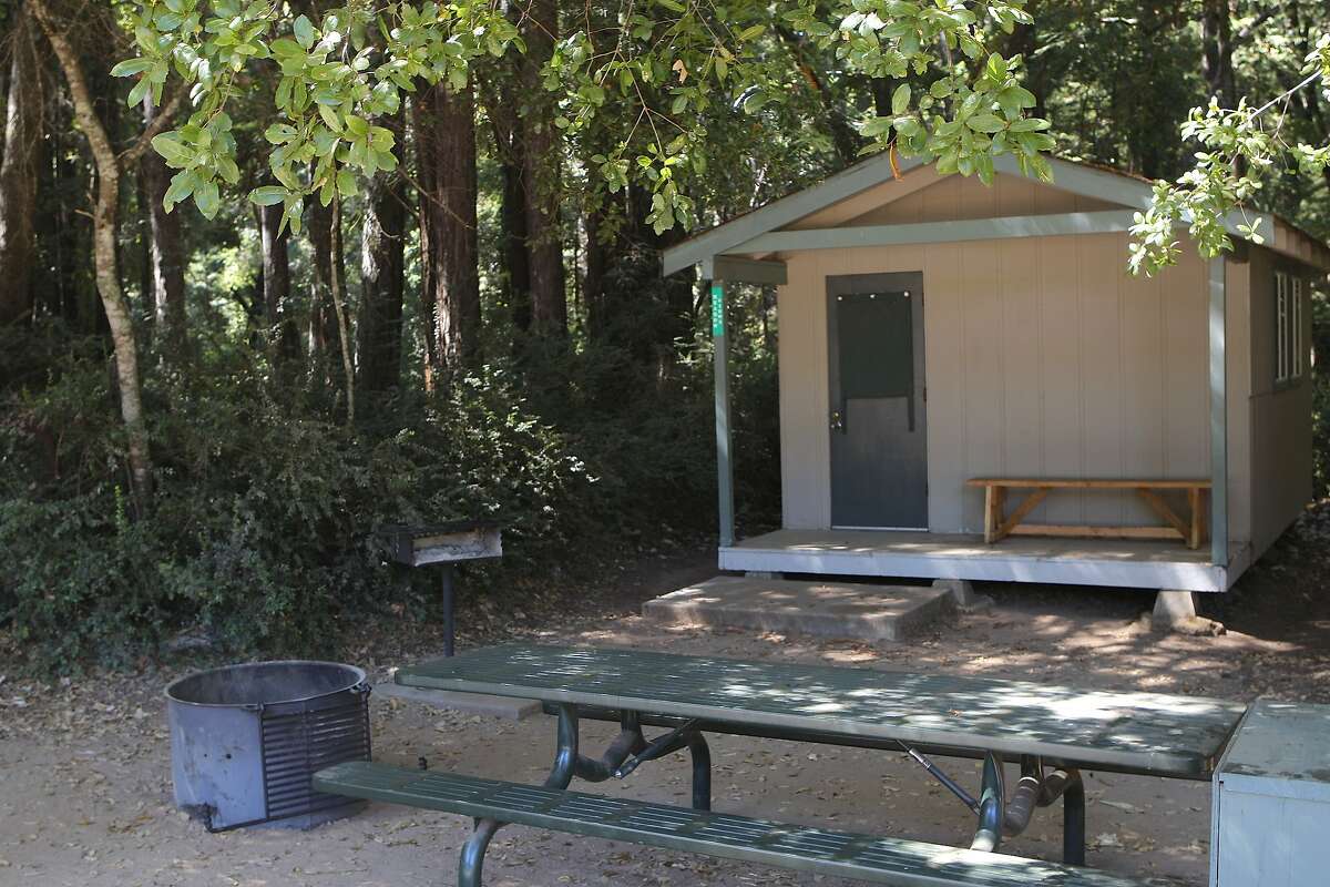 One of the 12 camping cabins at Little Basin, located adjacent to Big Basin Redwoods State Park near Boulder Creek in the Santa Cruz Mountains