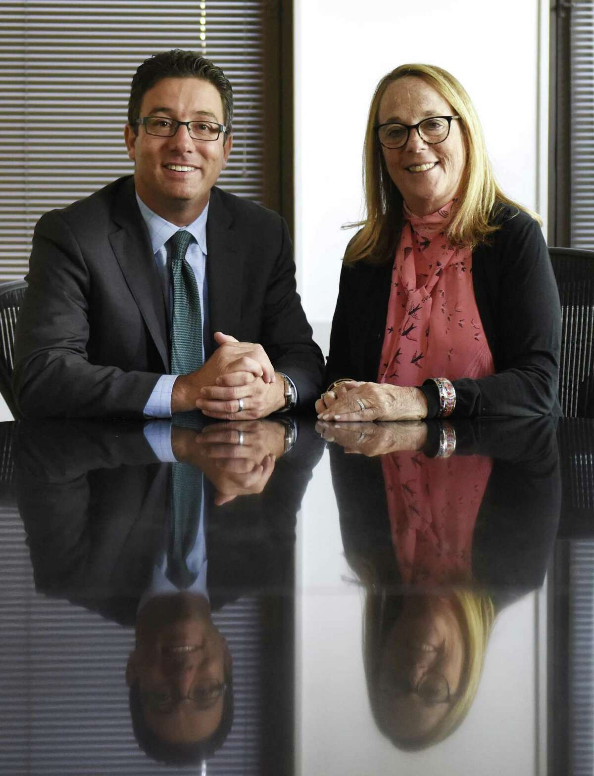 Eric J. Broder and Carole Topol Orland, of Broder & Orland Divorce & Family Law, pose at their new office in Greenwich, Conn. Wednesday, July 5, 2017. Broder & Orland, based in Westport, just opened a new full-sized office in Greenwich at 115 East Putnam Ave.