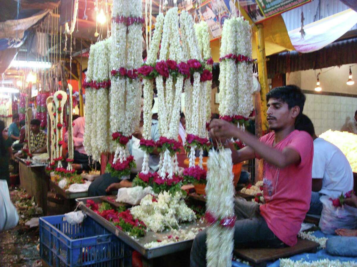 Jasmine garlands at the Devaraja Market.