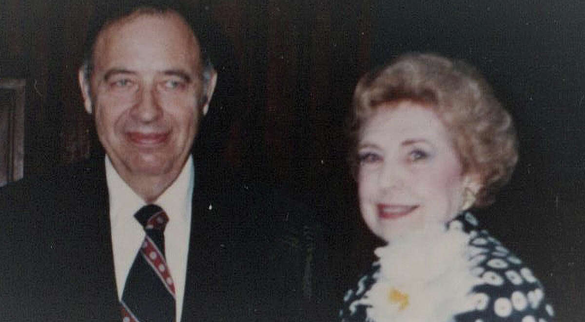 Edith Fae Cook Cole attends the first Historical Committee meeting, held in the early to mid-1990Âs, with her husband Charles.