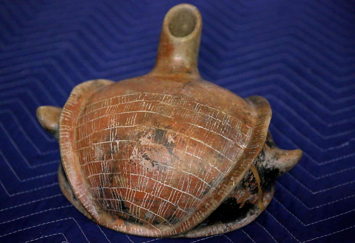 A turtle vessel from southern Mexico, 350 C.E.-400 C.E. is an example of a museum quality artifact pictured at The Mexican Museum July 6, 2017 in San Francisco, Calif.