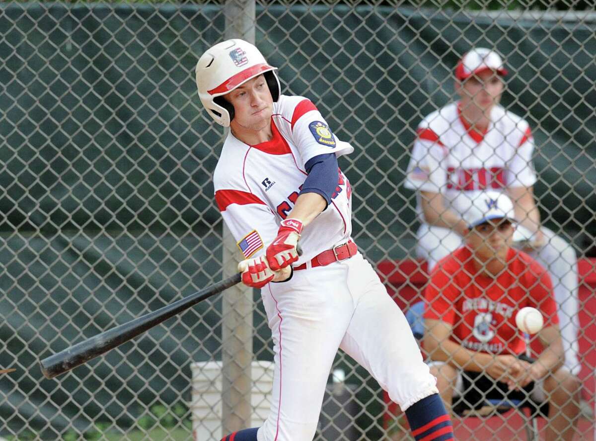 Greenwich’s Aaron Schur drives in two runs with a single in the third inning on Thursday.
