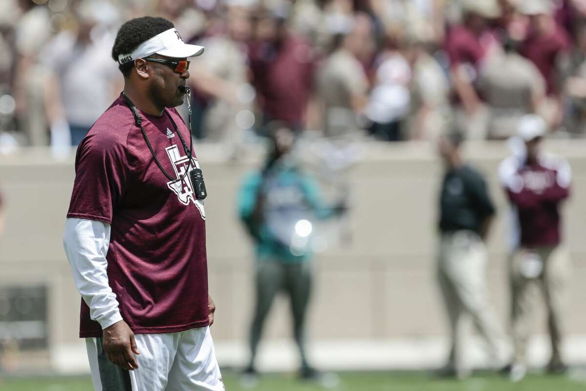 Texas A&M head coach Kevin Sumlin watches his team play during the Texas A&M spring football game at Kyle Field on Saturday, April 8, 2017, in College Station. ( Brett Coomer / Houston Chronicle )