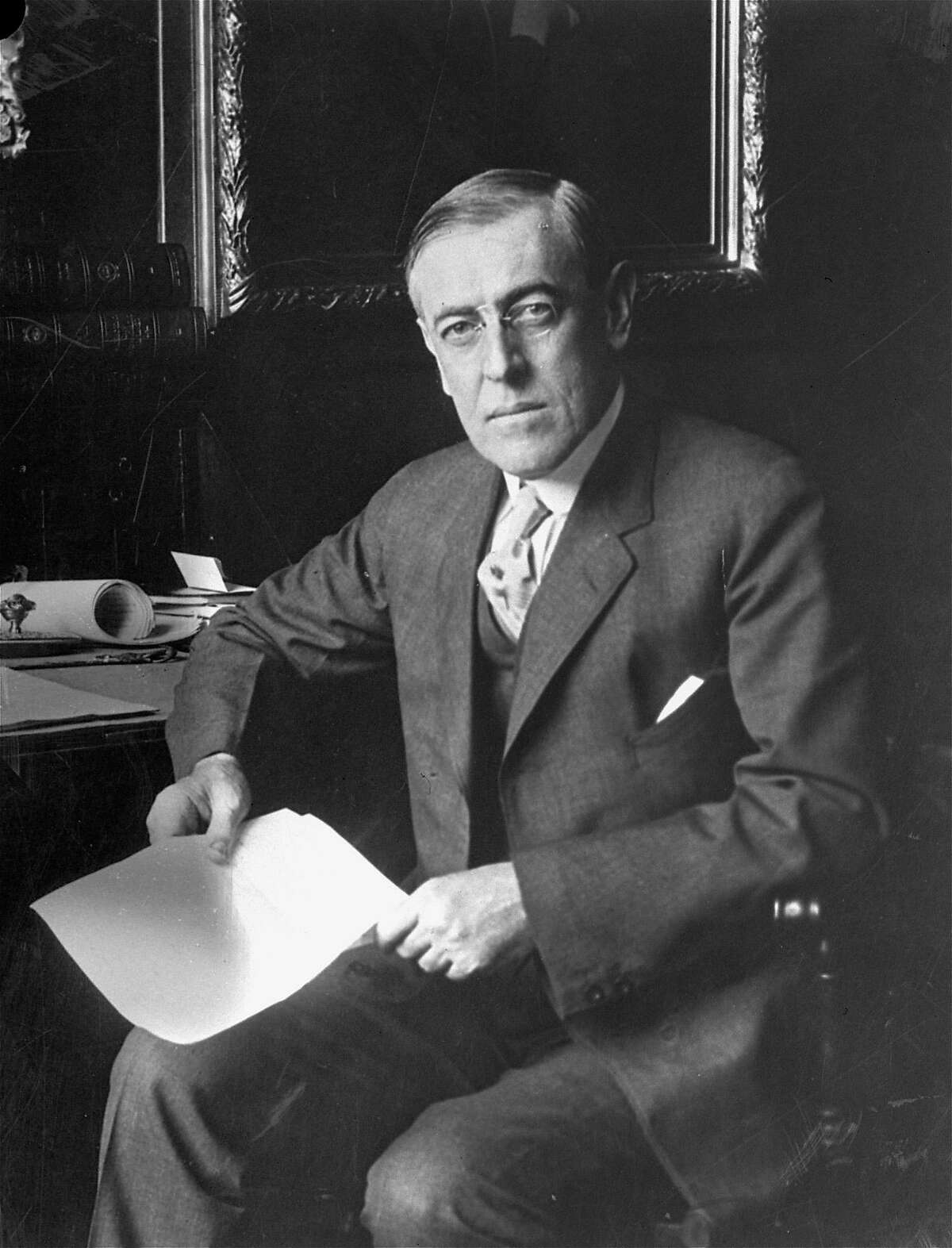 FILE -- Woodrow Wilson, the 28th President of the United States, poses for a portrait in this undated file photo. Wilson, viewed by his contemporaries as remote, cold, overly idealistic and bookish was also a man who was a baseball fanatic, and quite capable of falling deeply and passionately in love. (AP Photo/File)