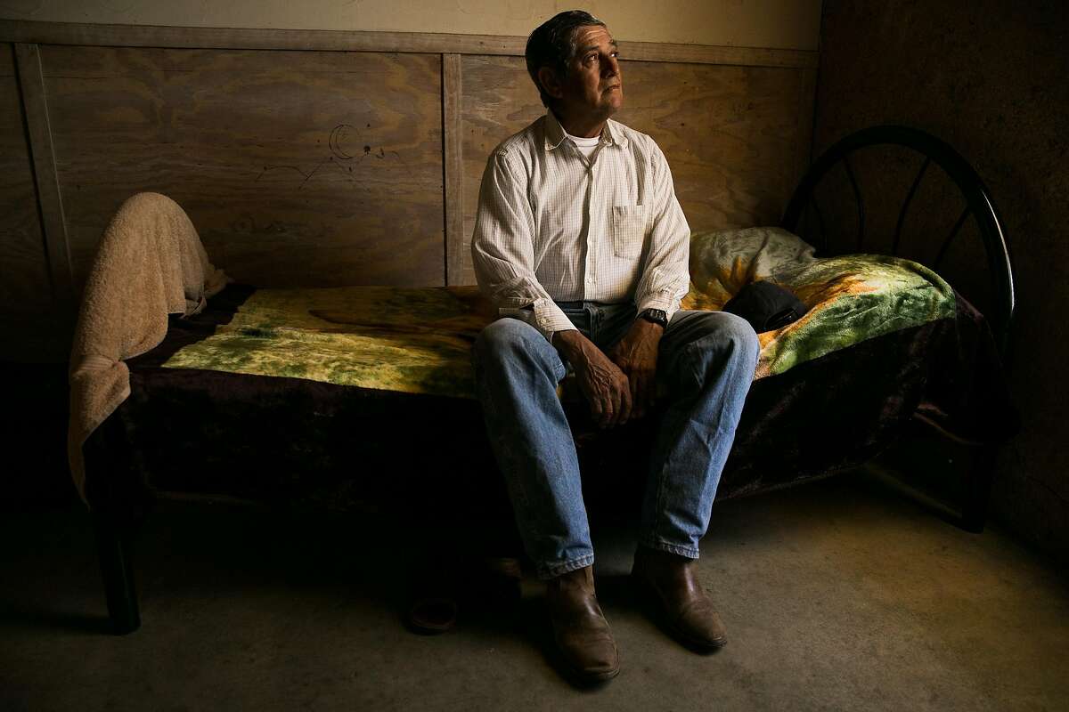 Gorgonlo Gomez Figueroa photographed in his room at the River Ranch Farm Workers Housing in St. Helena, Calif. on Thursday, July 6, 2017.