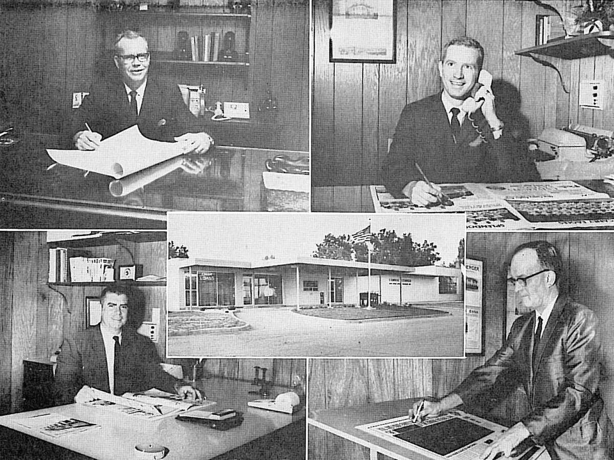 A photo from the Texas Press Messenger of The Courier's open house on Sept. 13, 1964. The Owens built a new Courier building at 100 Ave A in 1964. Pictured are top row, left, Rigby Owen Sr; top row right, Rigby Owen Jr.; bottom row left, Steve Owen and bottom row right, Ed Watson. The Courier is still doing business in the same building.