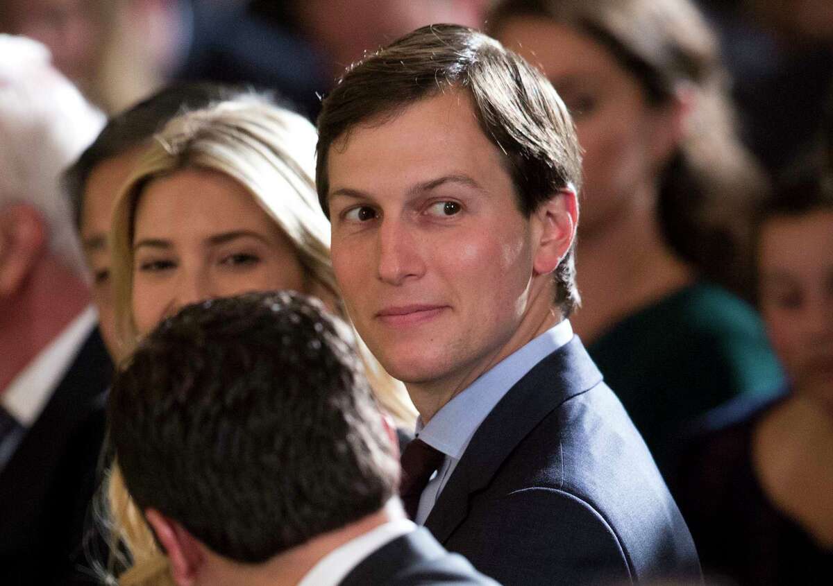 FILE - In this Monday, June 5, 2017 file photo, senior adviser to President Donald Trump Jared Kushner, right, and Ivanka Trump, the daughter of President Donald Trump, sit in the front row in East Room of the White House in Washington. Donald TrumpÂ?’s eldest son, son-in-law and then-campaign chairman met with a Russian lawyer shortly after Trump won the Republican nomination, in what appears to be the earliest known private meeting between key aides to the president and a Russian. Representatives of Donald Trump Jr. and Jared Kushner confirmed the June 2016 meeting to The Associated Press after The New York Times reported Saturday, July 8, 2017 on the gathering of the men and Russian lawyer Natalia Veselnitskaya at Trump Tower. (AP Photo/Carolyn Kaster, File)