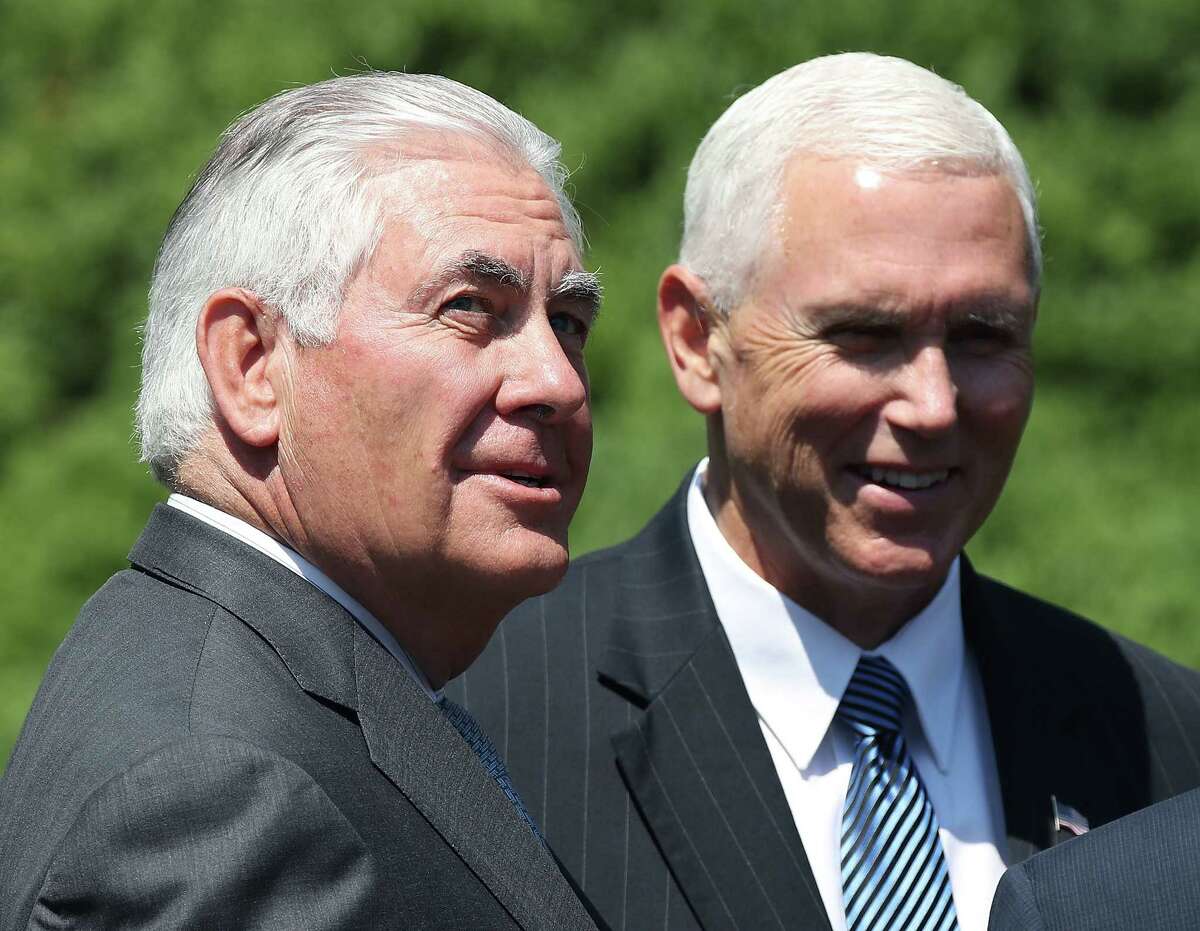 Secretary of State Rex Tillerson, left, with Vice President Mike Pence.