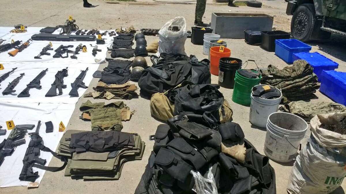 This photo shows the arsenal that was seized by SEDENA in northwest Nuevo Laredo, Mexico. 