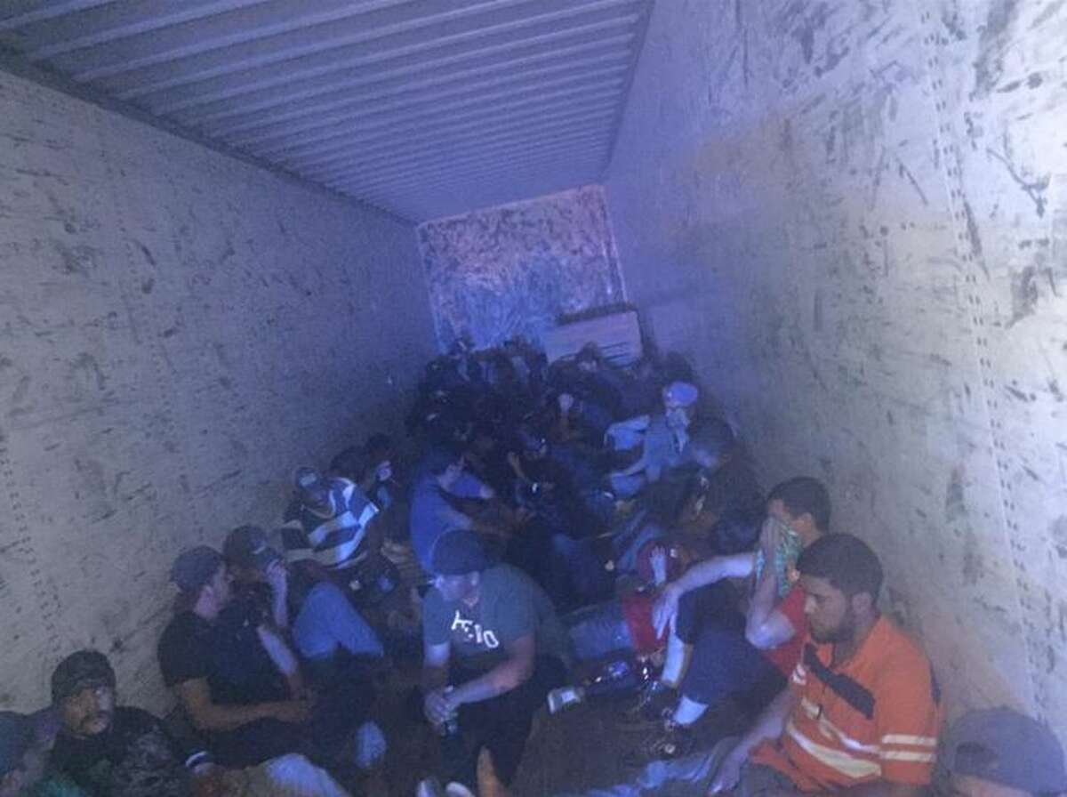 BP agents encountered a white tractor-trailer near Tejas Loop on Friday. After inspecting the vehicle, agents discovered 72 people concealed inside.  
