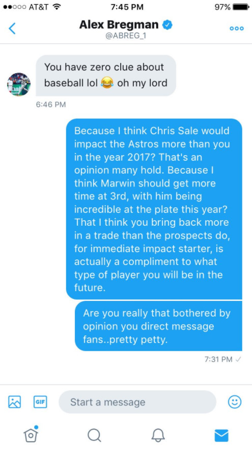 Astros' Alex Bregman deletes Twitter account after spat with fan