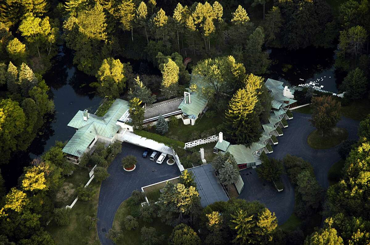 Aerial photo of the Alden B. Dow Home and Studio and Grounds.