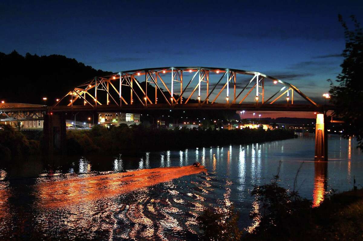 The South Side Bridge over the Kanawha River in Charleston, W.Va., is one of many bridges that connect the sides of a city separated by water.