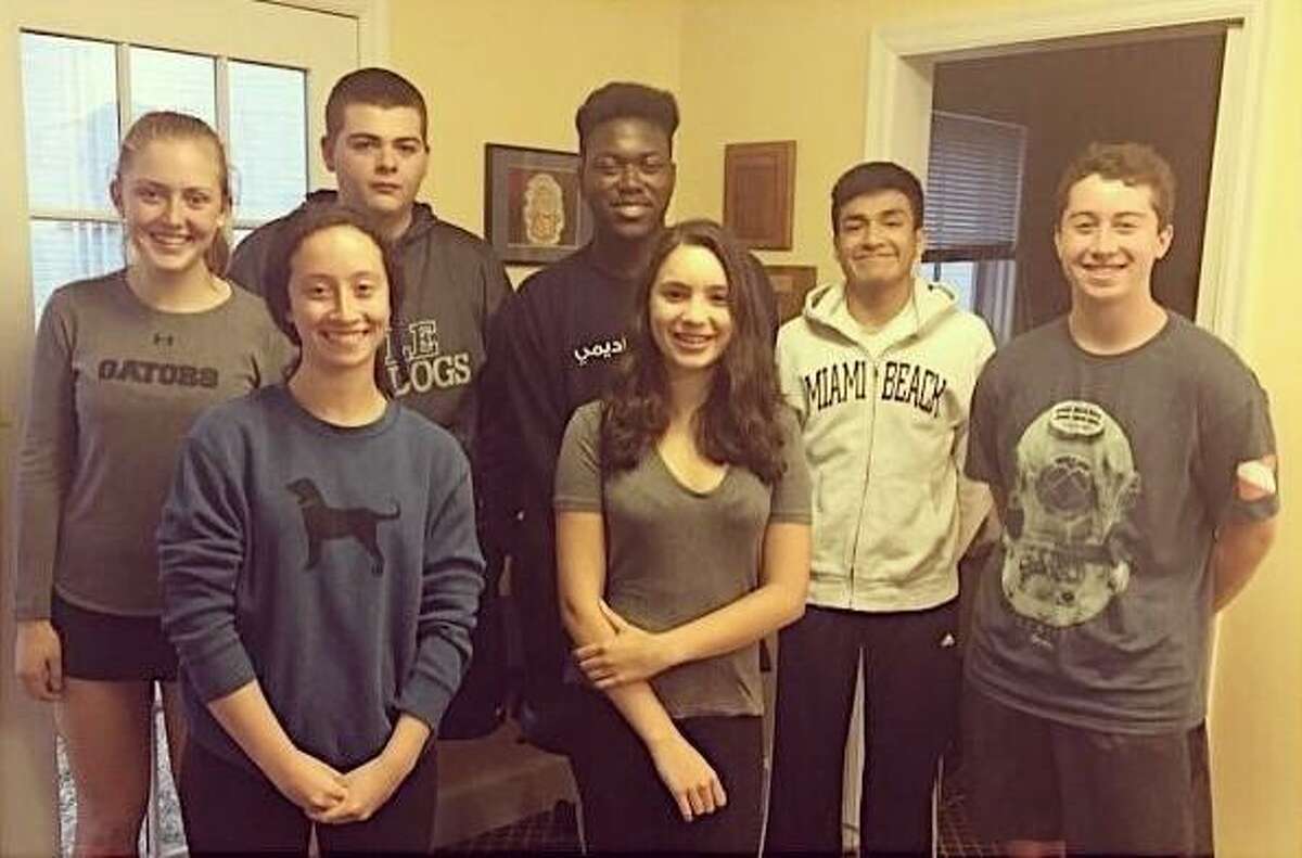 Volunteers at Greenwich Junior United Way raised $1,000 for the Undies Project this spring. (Left to right front) Zoe Morris and Maya Hurst; (left to right back) Kate Meile, Conner Bulter, Dylan Ofori, Leo Vargas and Adam Morris.