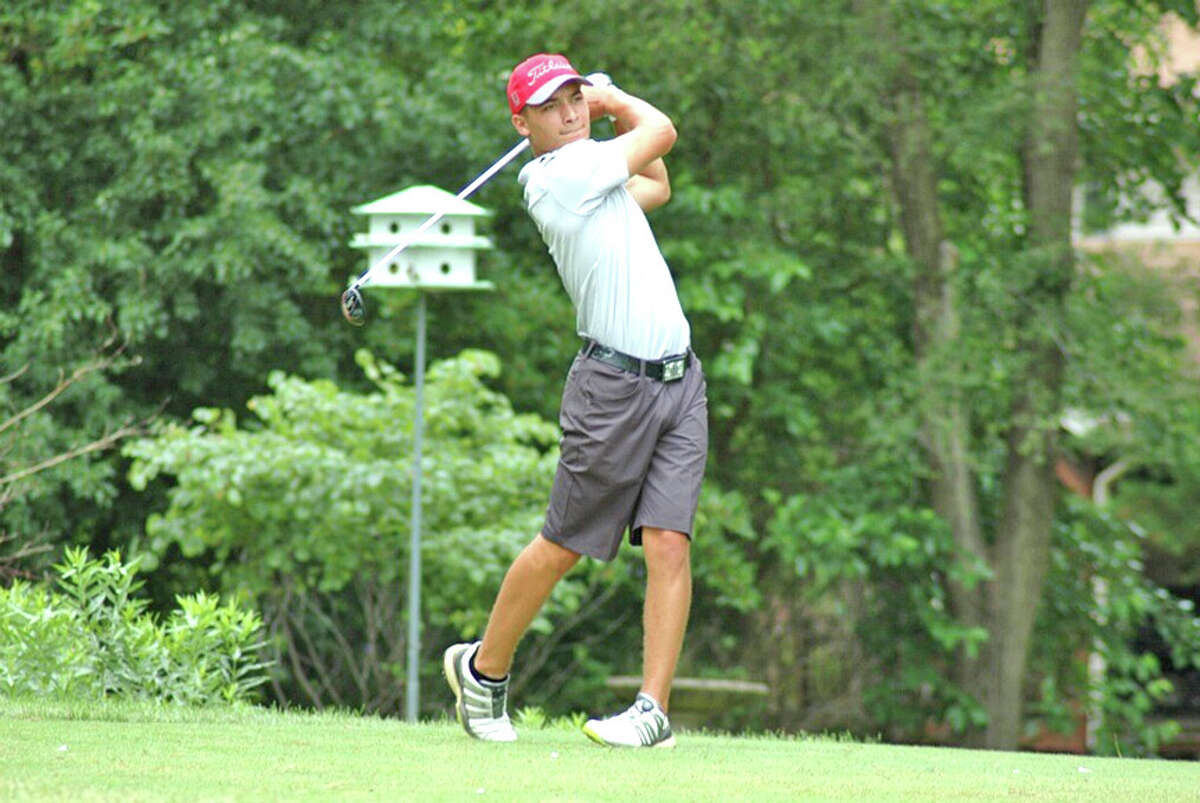 Ben Tyrrell, who will be a senior at Edwardsville, watches his shot during the Illinois State Junior Amateur Championship, held June 27-29 at Makray Memorial Golf Club in Barrington.
