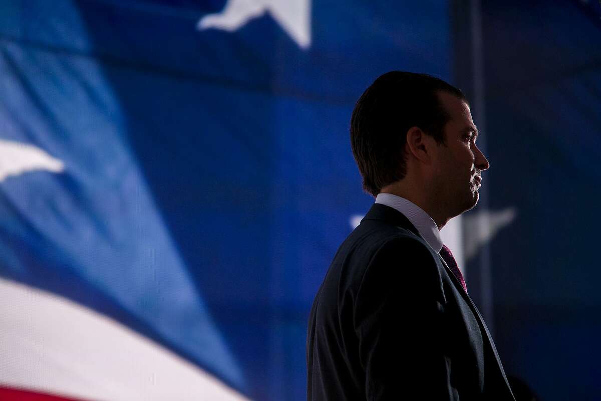 Within minutes of receiving an email in June 2016, relating a senior Russian government official's promise of dirt on Hillary Clinton, Donald Trump Jr. replied "If it's what you say I love it especially later in the summer," the New York Times reported on July 11, 2017. Trump Jr. as he spoke to reporters during the Republican Convention July 19, 2016. (Sam Hodgson/The New York Times)