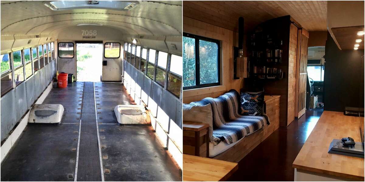 PHOTOS: A man, a school bus, and a plan An Austin man named Michael Talley purchased a surplus school bus and over the course of five months turned it into a tiny home, complete with a bedroom, kitchen, and living room area all on a budget of just $15,000. (Photos: Michael Talley /@intalleyvision on Instagram) Click through to see the evolution of a bus into a tiny home...