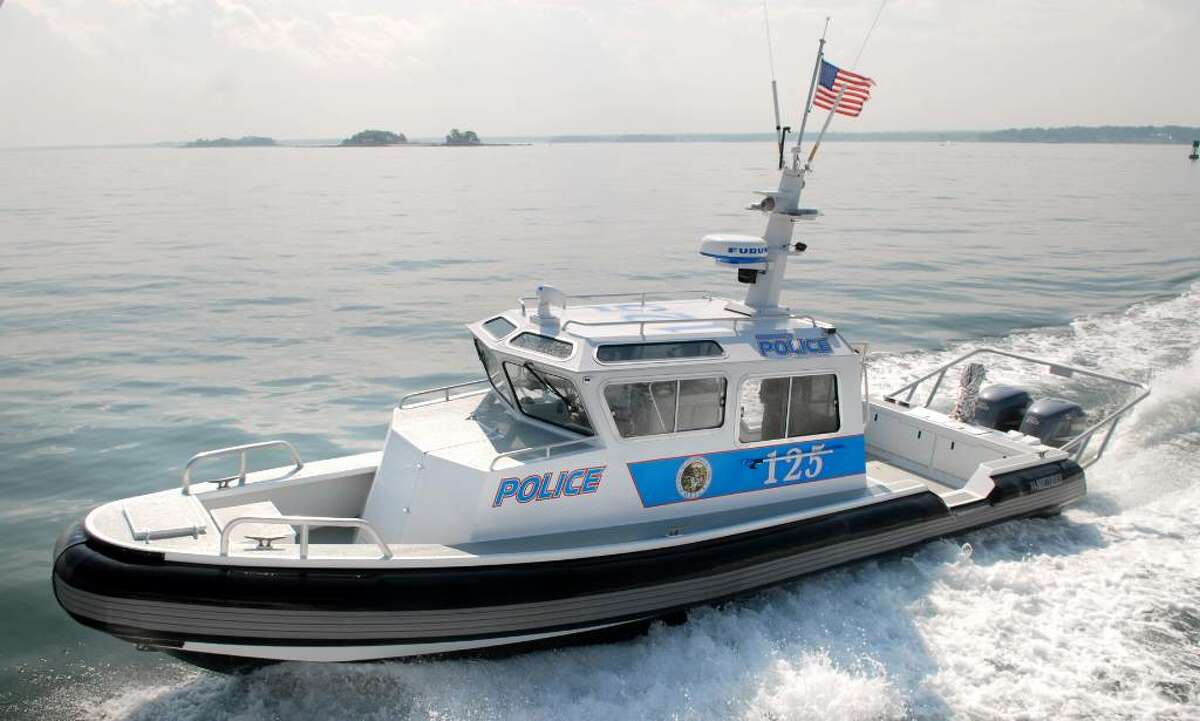 The 35-foot Greenwich police boat #125, with two 250-horsepower engines, patrols Long Island Sound off the coast of Greenwich with Sgt. Jim Bonney at the wheel, Thursday afternoon, June 10, 2010.
