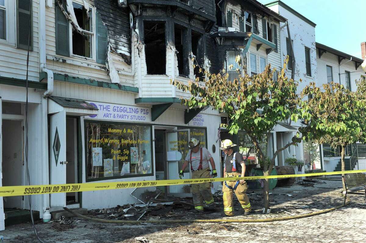 A three-alarm fire at 178 Greenwood Ave. in Bethel early Thursday morning, July 13, 2017, has left several families homeless and some businesses closed in the heart of downtown.