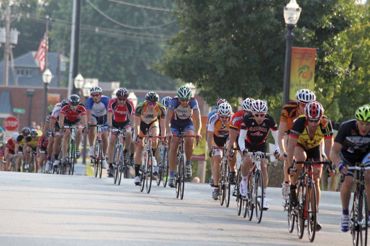 Cyclists roll through downtown Edwardsville during a previous Criterium.