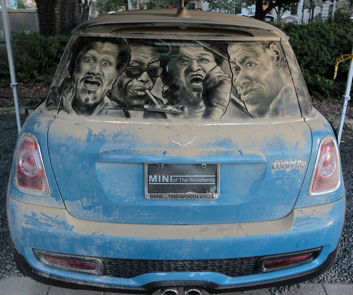 An example of Scott Wade's dirty car art. He hopes to be inspired by the heroes of the Alamo during an S.A. shoot for an upcoming TV show called 'Art Attack.' 