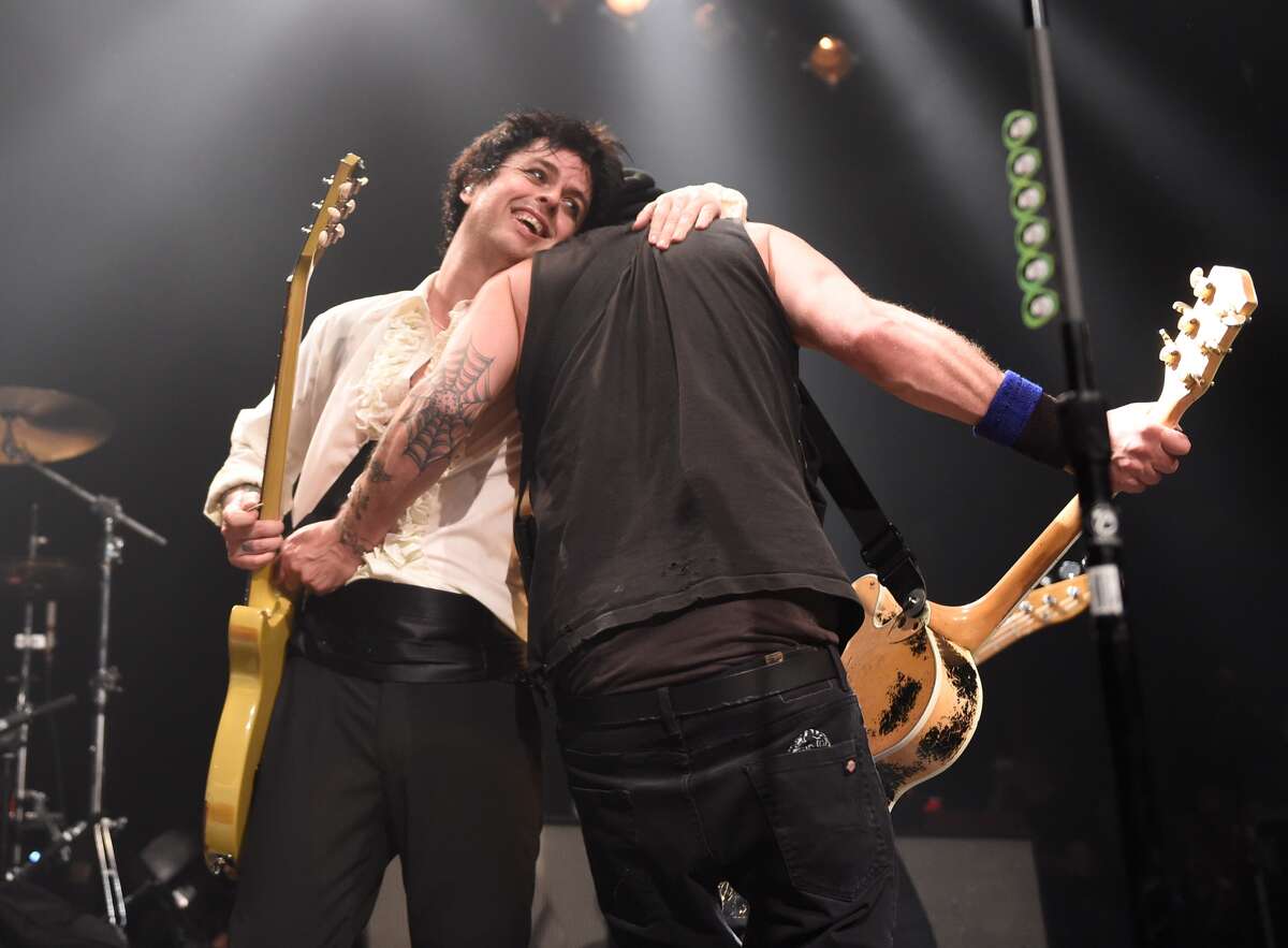 Billie Joe Armstrong and Tim Armstrong of Rancid perform onstage at House Of Blues on April 16, 2015 in Cleveland, Ohio.