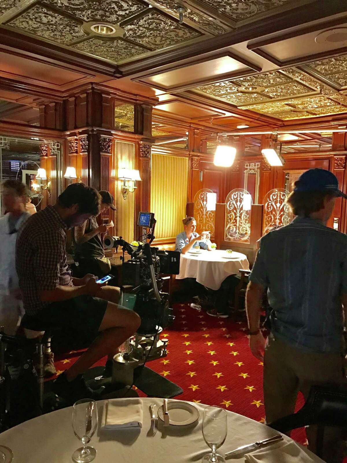 During filming on Sunday, the restaurant at Austin's Driskill Hotel served as a stand-in for Fort Worth's Petroleum Club.