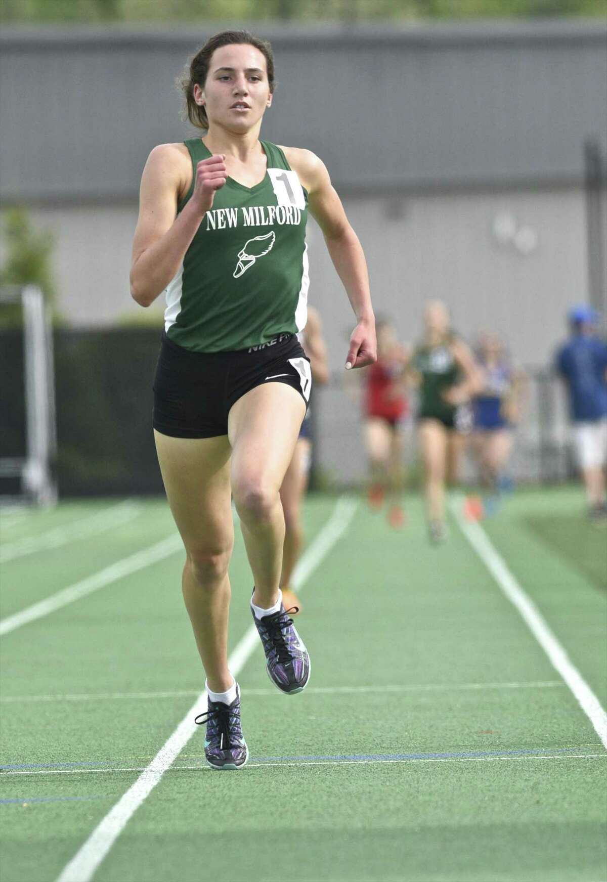 New Milford’s Mia Nahom was voted the Hearst Connecticut Media’s girls track MVP.