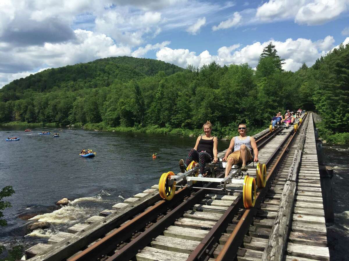Railbiking comes to North Creek this summer with Revolution Rail Co.s railbike tours. (Revolution Rail Co. photo)