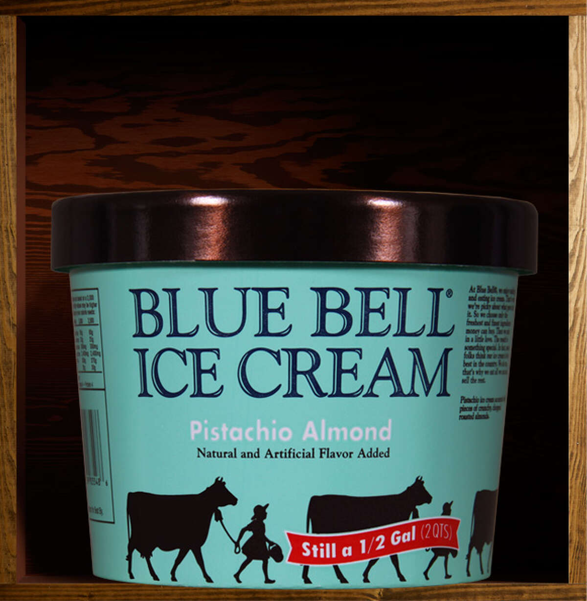 17. Pistachio Blue Bell description: "Pistachio ice cream accented with pieces of crunchy, chopped roasted almonds."