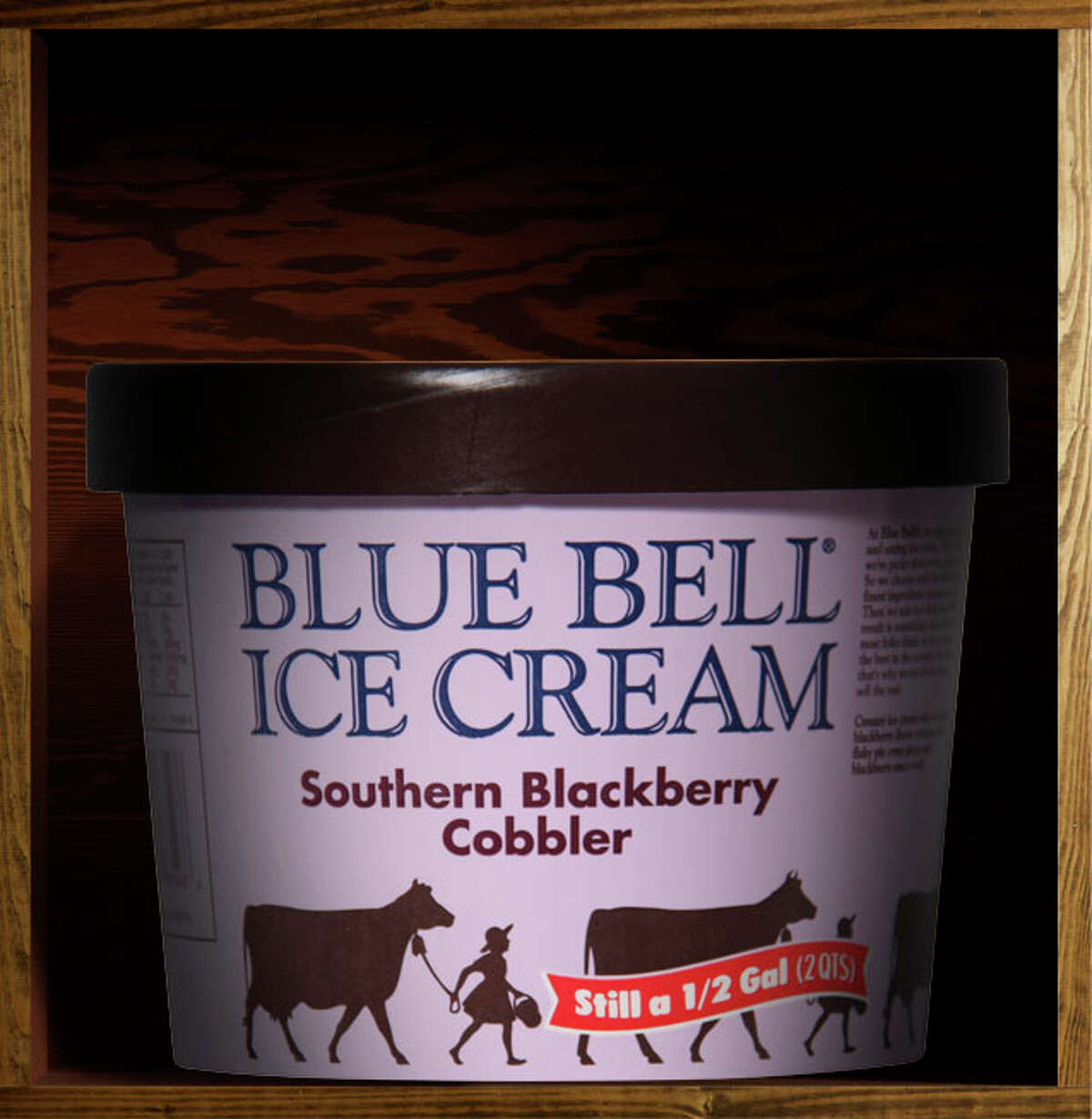 9. Southern Blackberry Cobbler Blue Bell description: "Creamy ice cream with a luscious blackberry flavor combined with flaky pie crust pieces and a blackberry sauce swirl."