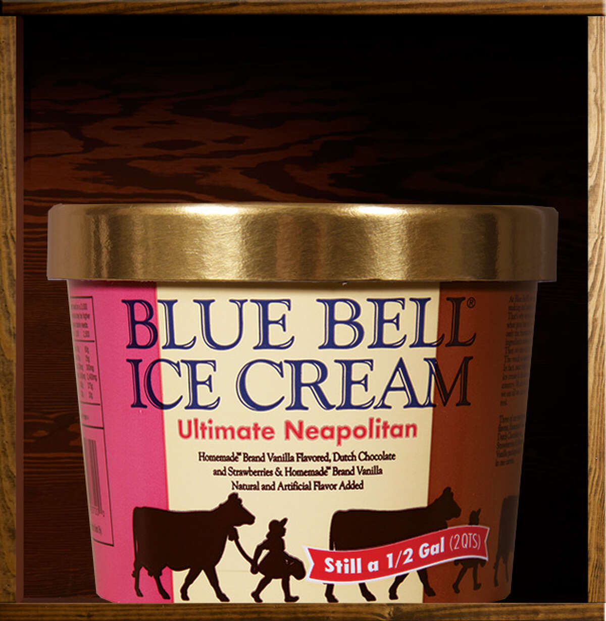 26. Ultimate Neopolitan Blue Bell description: "Three of our most popular flavors, Homemade Vanilla, Dutch Chocolate and Strawberries & Homemade Vanilla packaged side by side in one carton." Editor's note: If clumsy amateur scoopers are not careful, the chocolate can quickly overpower the other flavors of ice cream. Another contentious ice cream.