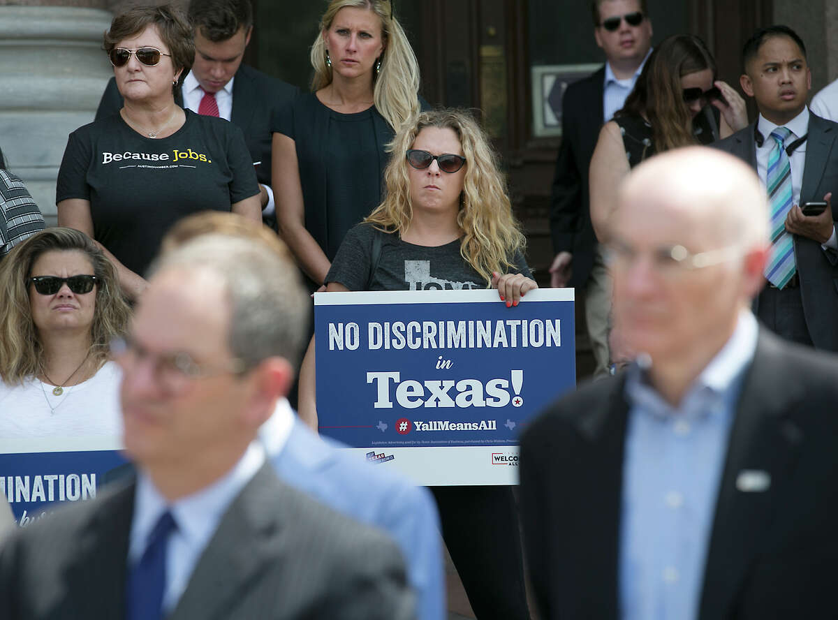Texas business and tourism representatives gathered at the state Capitol on Monday to urge lawmakers not to approve bathroom bill.