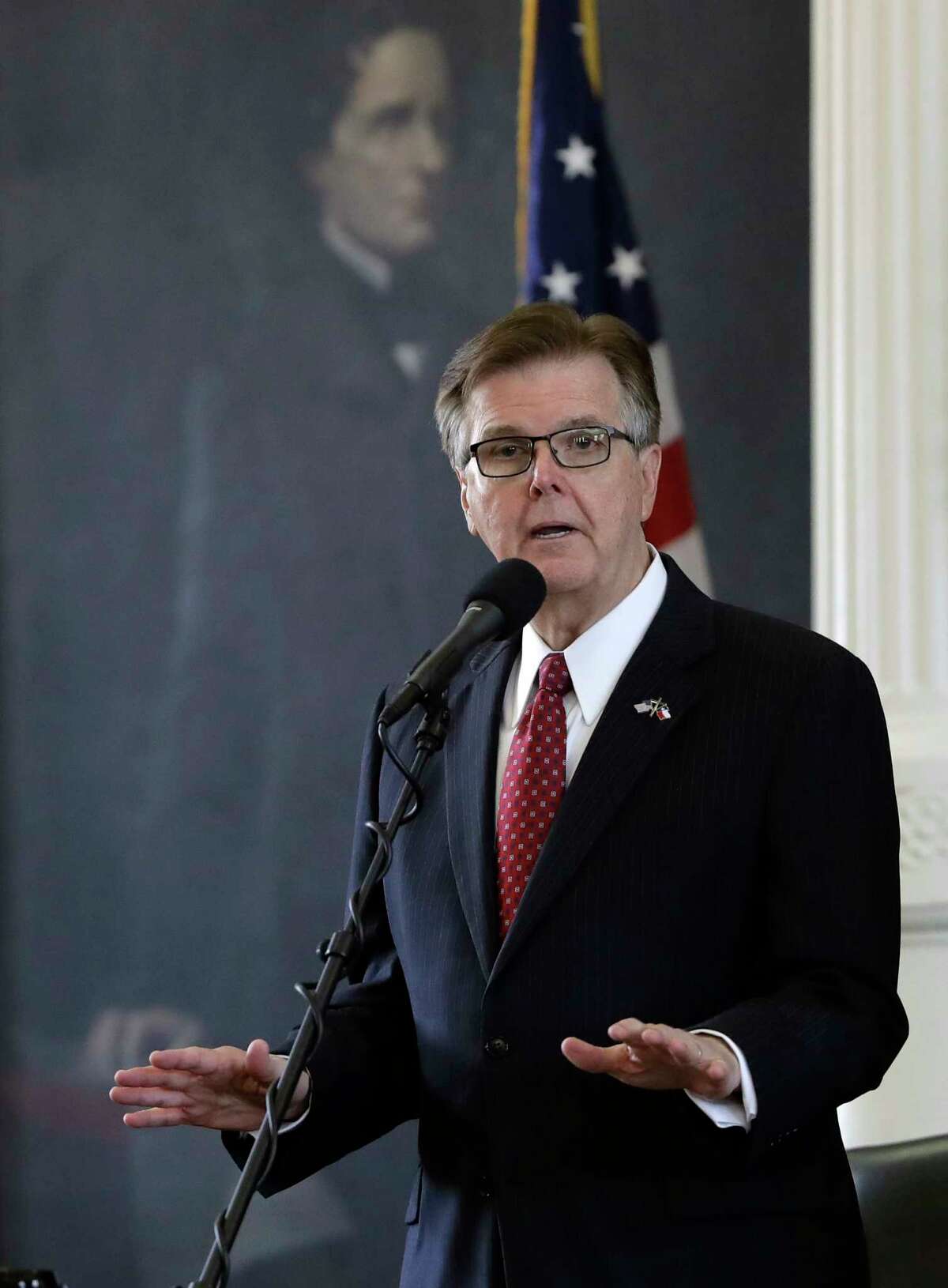 Texas Lt. Gov. Dan Patrick presides over the senate in Austin, Texas, Tuesday, July 18, 2017. State lawmakers begin a special legislative session Republican Gov. Greg Abbott felt compelled to call in order to tackle conservative priorities that stalled previously, chief among them a "bathroom bill" targeting transgender people. (AP Photo/Eric Gay)